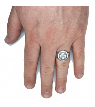 R002352 Genuine Sterling Silver Men Ring Maltese Cross Solid Stamped 925 Handmade